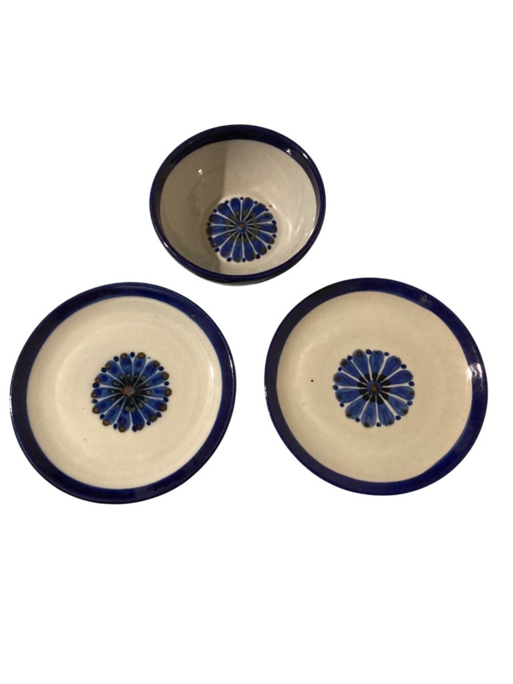 Vintage Ken Edwards El Palomar Blue Flower Dessert Plates And Bowl